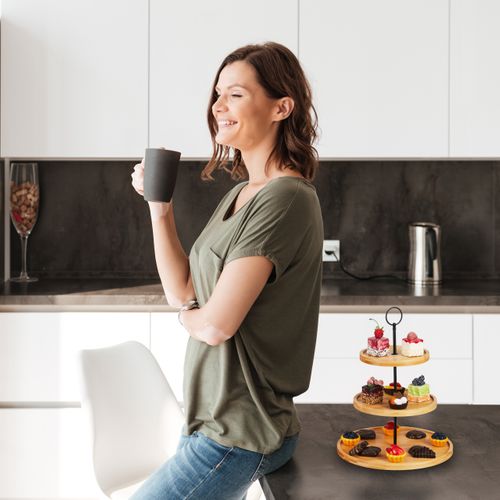 Plateau De Service Bambou 3 Niveaux