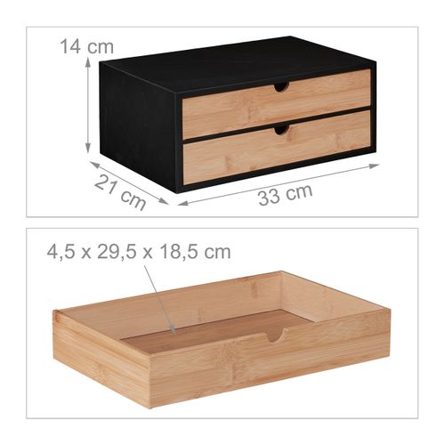 Organiseur Bambou et Mdf Avec 2 Tiroirs