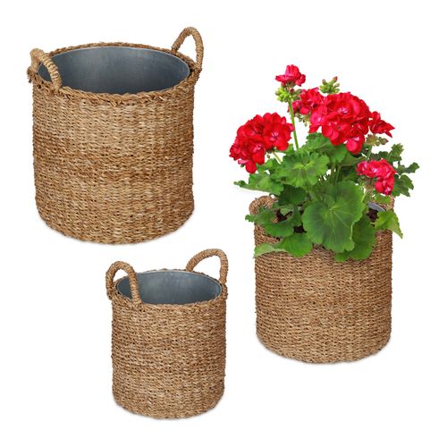 Pot De Fleur Rond En Zostère Lot De 3