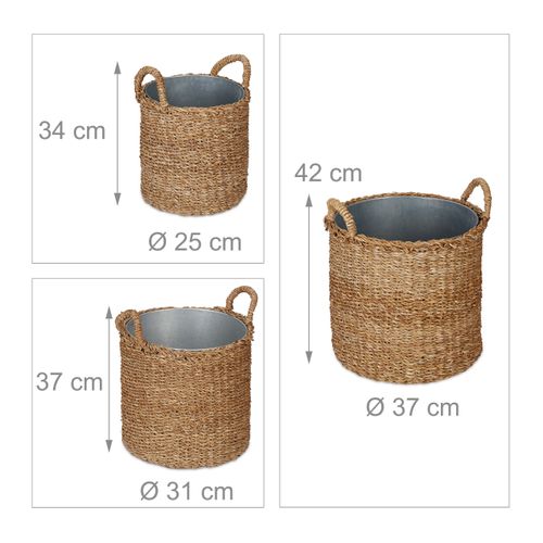 Pot De Fleur Rond En Zostère Lot De 3