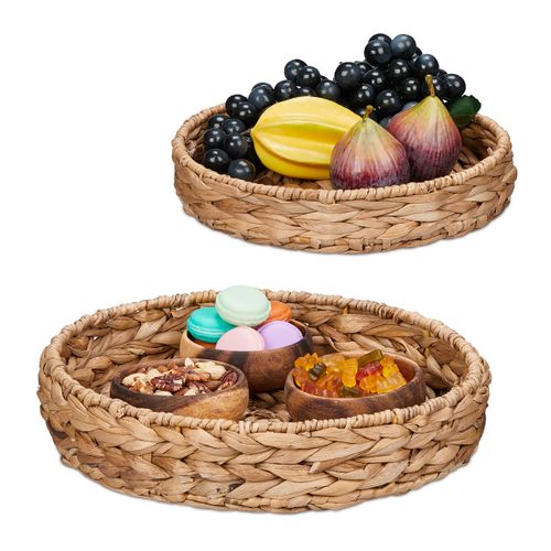 Lot De 2 Plateaux En Jacinthe D’eau