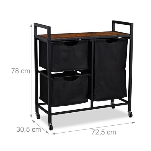 Meuble à Linge 3 Paniers Coulissants