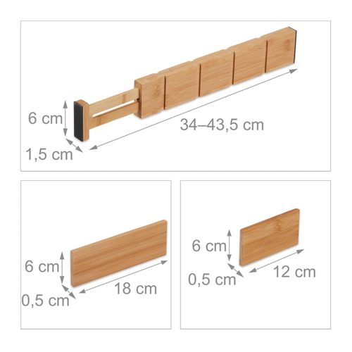 13x Séparateurs En Bambou Pour Le Tiroir