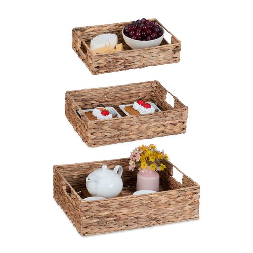 Lot De 3 Plateaux En Jacinthe D’eau