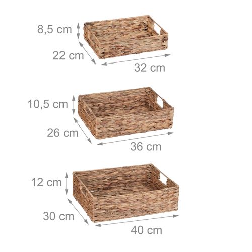Lot De 3 Plateaux En Jacinthe D’eau