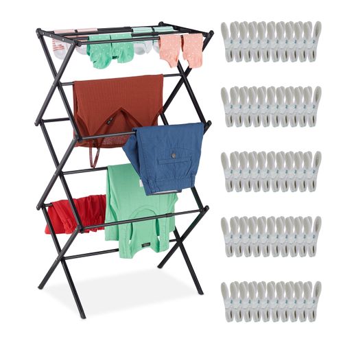 Séchoir à Linge Pliable Avec 50 Pinces