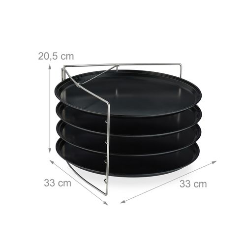 Plaque à Pizza 4 Pièces Avec Support