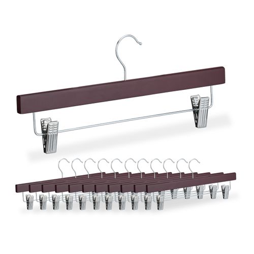 Lot De 12 Cintres à Pantalons En Bois