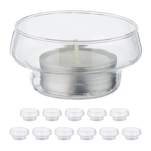 Lot De 12 Photophores Flottants En Verre