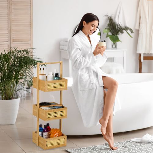 Étagère Salle De Bain En Bambou, 3 Étag.