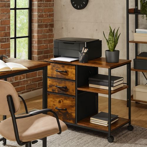 Caisson Roulant 3 Tiroirs Et Étagères