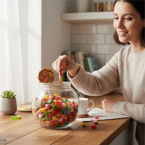 Lot De 2 Bocaux à Bonbons En Verre Transparent Avec Couvercle - Grand Et Petit Pour Mariages Et Buffets