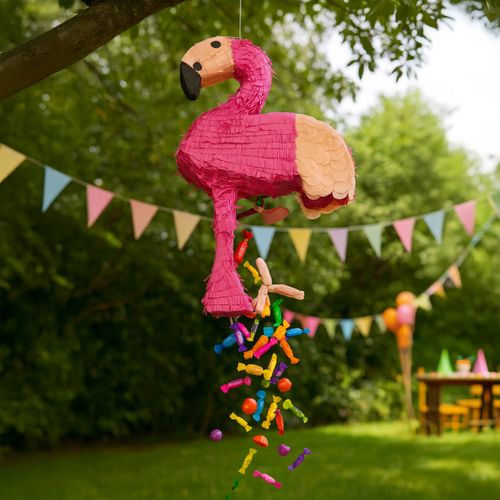 Set Piñata Flamant Avec Bâton Et Masque