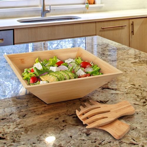 Saladier En Bambou Avec Ustensiles