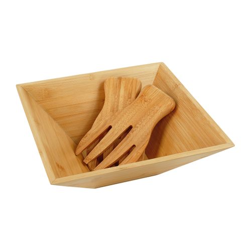 Saladier En Bambou Avec Ustensiles