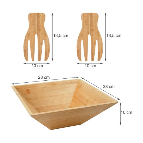 Saladier En Bambou Avec Ustensiles