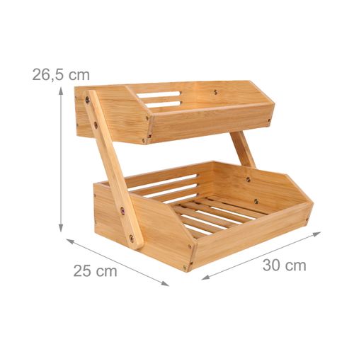 Étagère à Fruits En Bambou Deux Niveaux