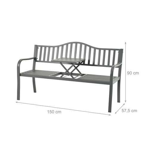 Banc De Jardin Avec Table Anthracite