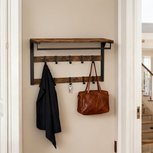 Patère Murale 10 Crochets Et Étagère