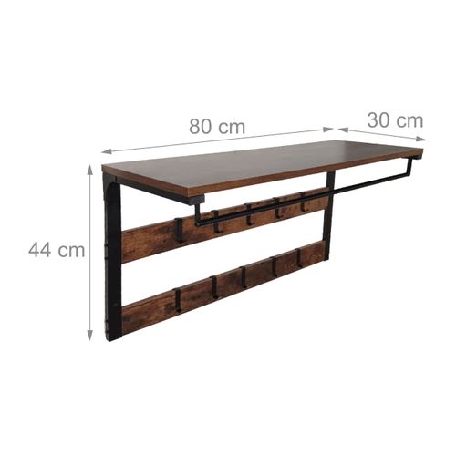 Patère Murale 10 Crochets Et Étagère