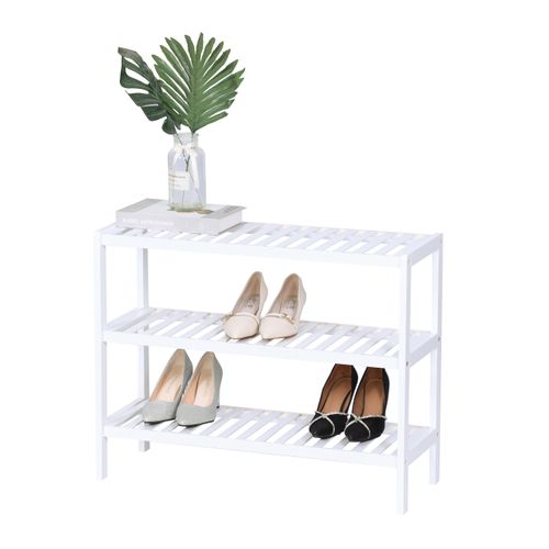 Meuble à Chaussures Blanc En Bambou