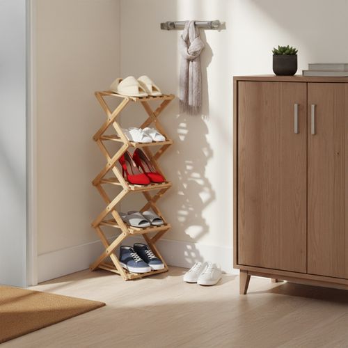 Étagère à Chaussures Pliable Bambou