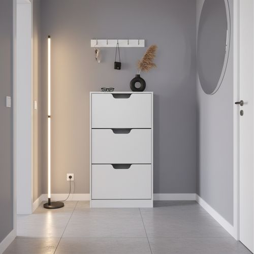 Meuble à Chaussures Avec 3 Portes 60x24x140 Cm - Blanc