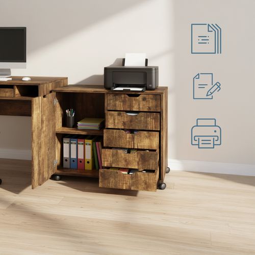 Caisson Roulant Avec Tiroirs Et Étagères