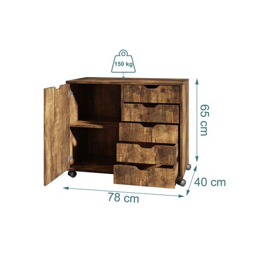 Caisson Roulant Avec Tiroirs Et Étagères