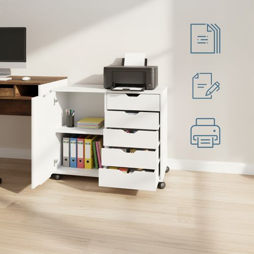 Caisson Roulant Avec Tiroirs Et Étagères