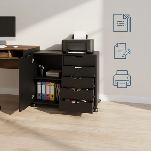 Caisson Roulant Avec Tiroirs Et Étagères