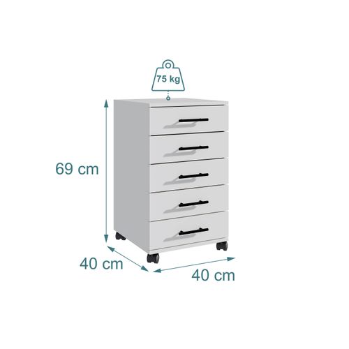 Caisson à Roulettes 5 Tiroirs