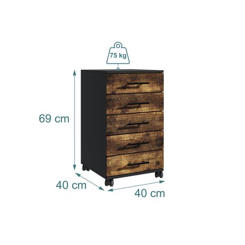 Caisson à Roulettes 5 Tiroirs