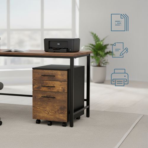 Caisson Roulant Avec 3 Tiroirs 40x40x57.5 Cm - Marron