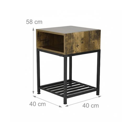 Table De Chevet Industriel Avec Étagère