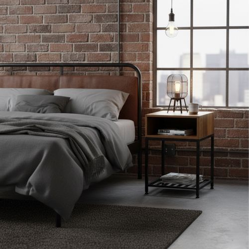 Table De Chevet Industriel Avec Étagère