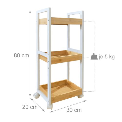 Chariot En Bambou 3 Étagères