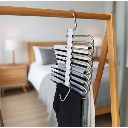 CINTRE,Three Layers--Porte Pantalon En Forme S Multicouches,en Acier Inoxydable, Cintre De