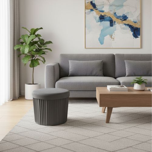 Tabouret Velours Avec Rangement Intégré