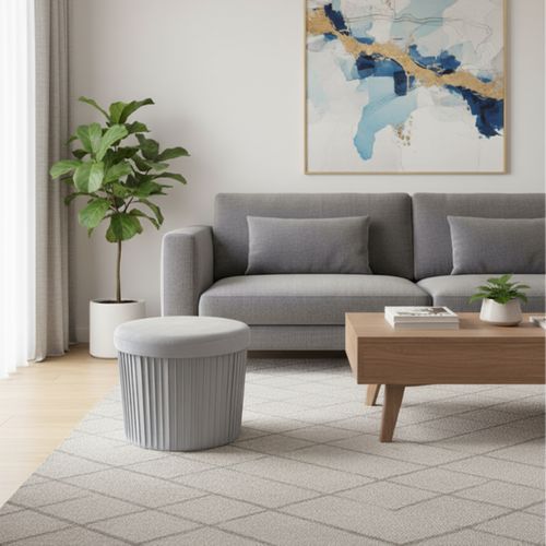 Tabouret Velours Avec Rangement Intégré