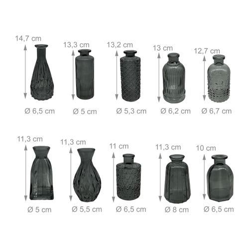 Lot De 10 Vases En Verre