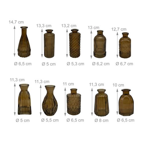 Lot De 10 Vases En Verre