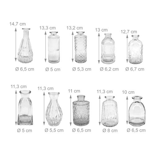 Lot De 10 Vases En Verre