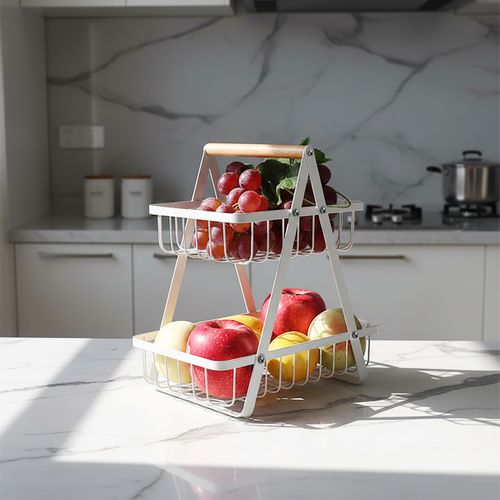 Présentoir à Fruits 5 Étages Métal Noir - 24,2 Cm Diamètre X 55,5 Cm Hauteur - Pour Cuisine, Salon - Rangement Décoration