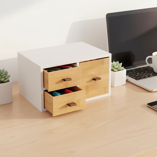 Boîte à Tiroirs En Bambou Avec Anses