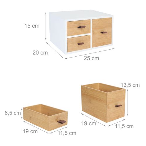Boîte à Tiroirs En Bambou Avec Anses
