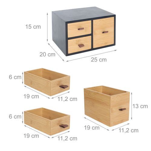 Boîte à Tiroirs En Bambou Avec Anses