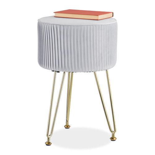 Tabouret En Velours Avec Pieds En Métal
