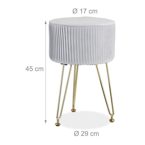 Tabouret En Velours Avec Pieds En Métal