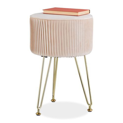 Tabouret En Velours Avec Pieds En Métal
